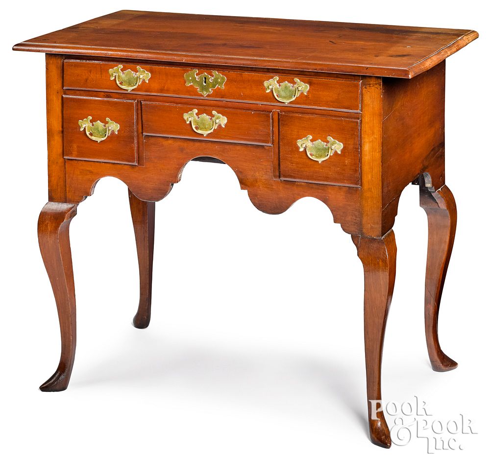 Appraisal: Queen Anne walnut dressing table ca Queen Anne walnut dressing