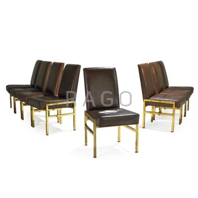 Appraisal: PACE Set of eight dining chairs USA s Brass leather