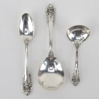 Appraisal: Grouping of Three Wallace Grand Baroque Sterling Silver Serving Spoons