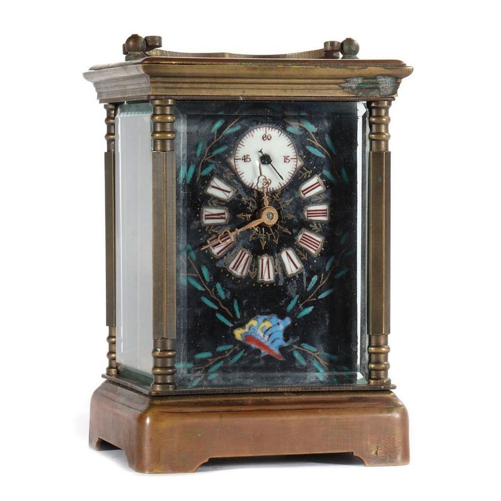 Appraisal: French Carriage Clock Early French carriage clock comes with key