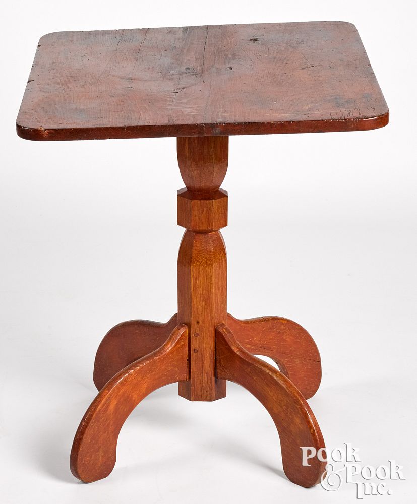 Appraisal: Painted oak and pine candlestand th c Painted oak and