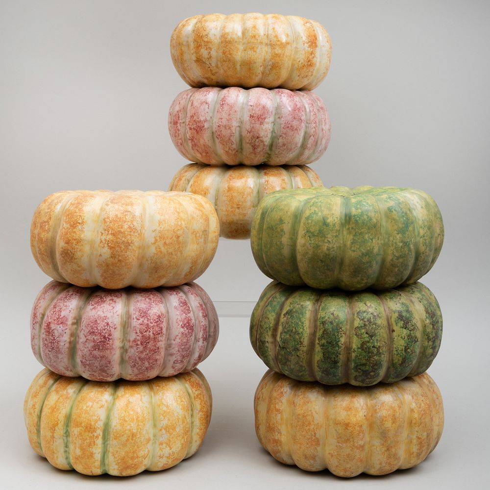 Appraisal: Group of Three Large Italian Glazed Stacked Gourd Form Ornaments