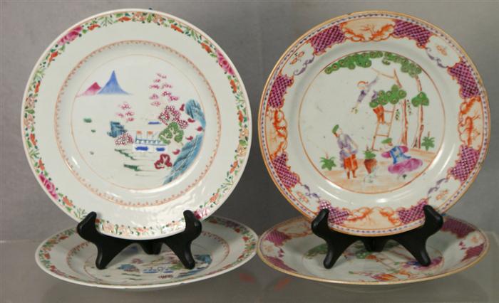 Appraisal: pr th c Chinese Export porcelain plates cherry picker plates