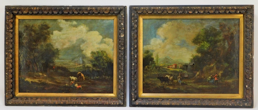 Appraisal: PR C EUROPEAN BUCOLIC COW LANDSCAPE PAINTINGS Europe th CenturyEach