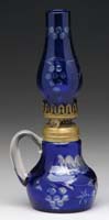 Appraisal: BOHEMIAN GLASS MINI LAMP S - Hand-lamp in cobalt blue