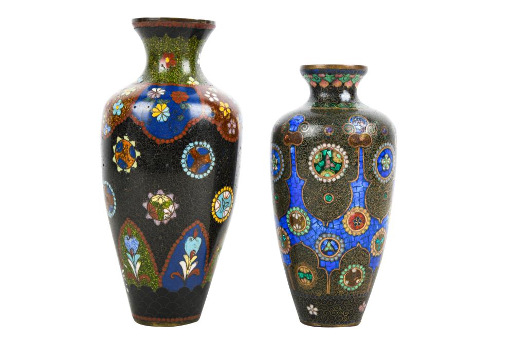 Appraisal: TWO JAPANESE CLOISONNE VASESCondition with chips and losses to cloisonne