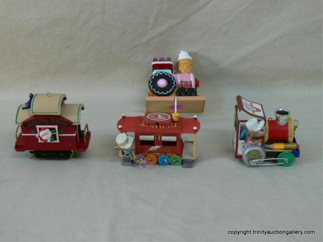 Appraisal: Four Miscellaneous Train Christmas Ornaments - Includes One Hallmark Christmas