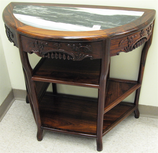 Appraisal: DEMILUNE ROSEWOOD CONSOLE TABLE Chinese th century The semicircular top