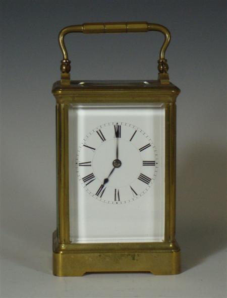 Appraisal: A late th century French carriage clock with white enamel