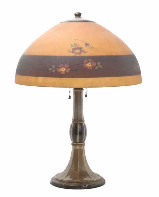 Appraisal: A Jefferson Reverse Painted Shade of domed form with floral