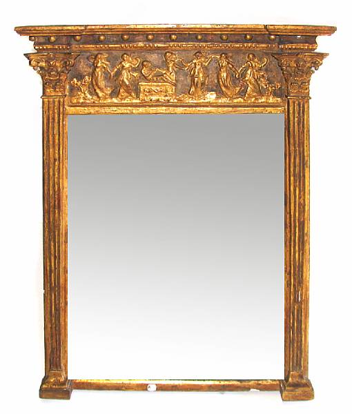 Appraisal: A Neoclassical partial paint decorated and gilt wall mirror height