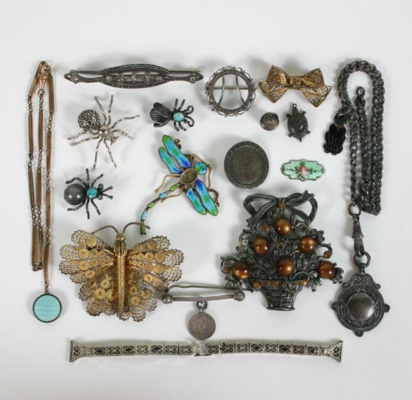 Appraisal: Lot of approx pieces Victorian jewelry including sterling insect pins