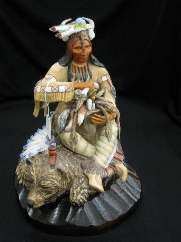 Appraisal: Cybis Porcelain Figurine of an Indian Chief seated wooden base