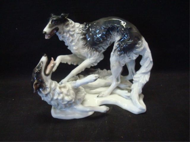 Appraisal: ROSENTHAL Porcelain Dog Grouping Possibly Deerhounds Signed on base From