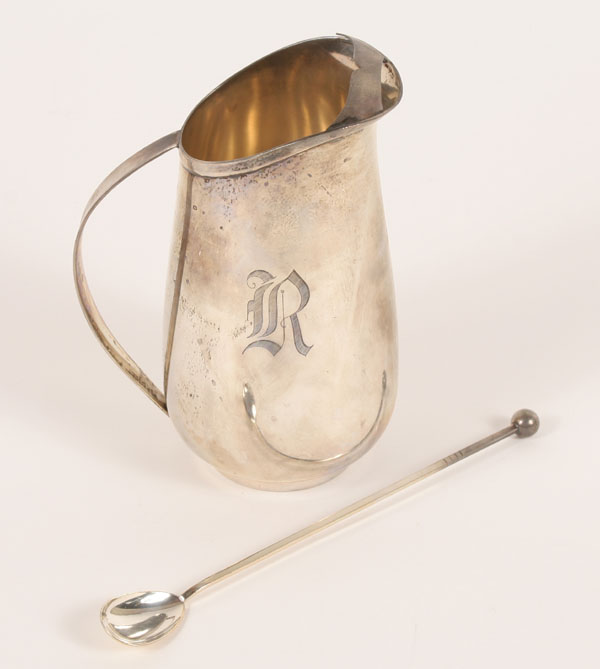 Appraisal: International sterling cocktail pitcher monogrammed and Randahl stirring spoon Pitcher