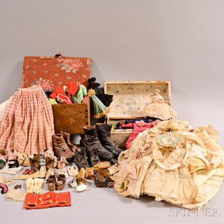 Appraisal: Two Doll Clothing Trunks and a Large Group of Assorted