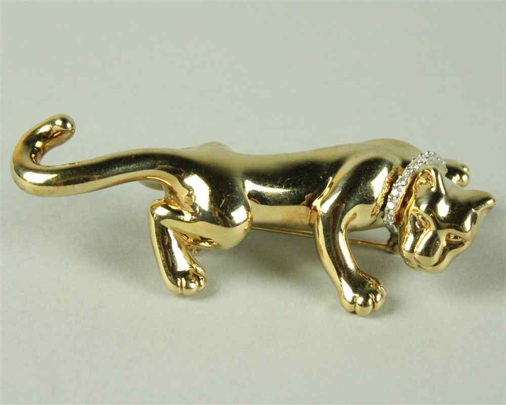 Appraisal: MB LADY'S YELLOW GOLD PANTHER BROOCH WITH DIAMOND COLLAR the