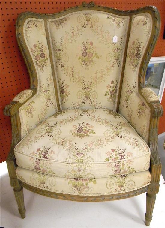 Appraisal: Louis XVI style armchair carved frame with flowers at crest