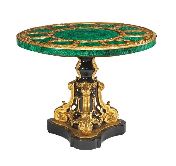 Appraisal: A Napoleon III gilt bronze mounted center table third quarter