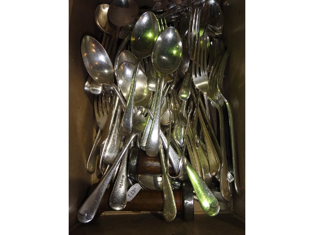 Appraisal: A quantity of plated flatware together with two graduated Norwegian