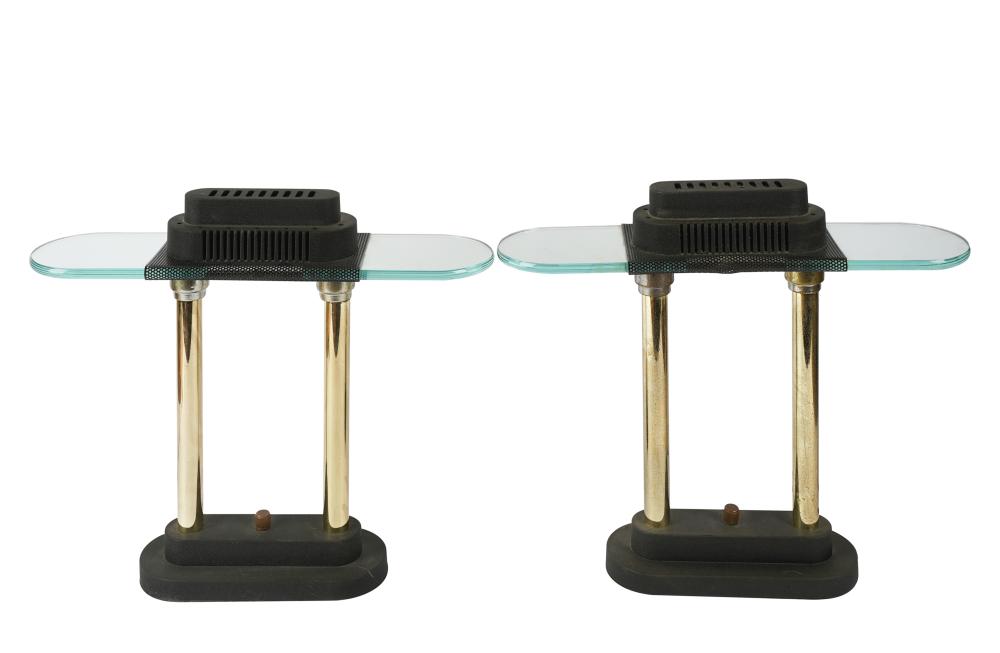 Appraisal: PAIR OF ROBERT SONNEMAN GEORGE KOVACS TABLE LAMPScirca brass green