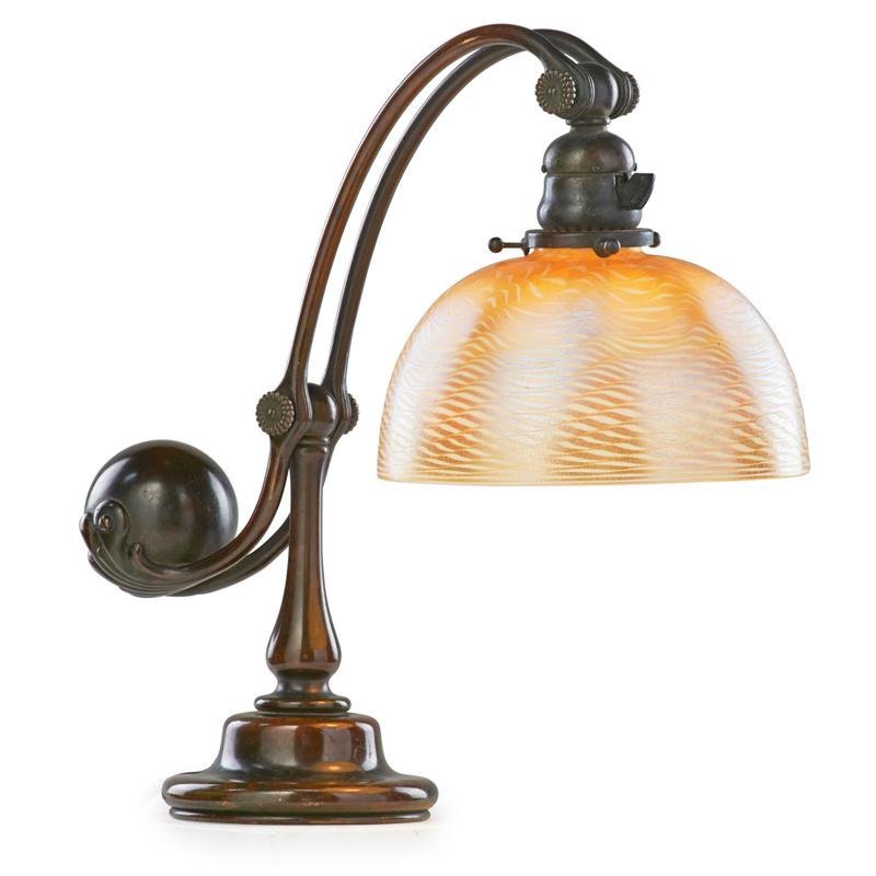 Appraisal: TIFFANY STUDIOS Counterbalance lamp Wave shade Condition Report Overall excellent