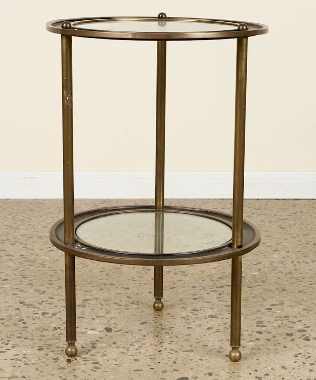 Appraisal: FRENCH TWO TIER BRONZE AND GLASS TABLE C A small