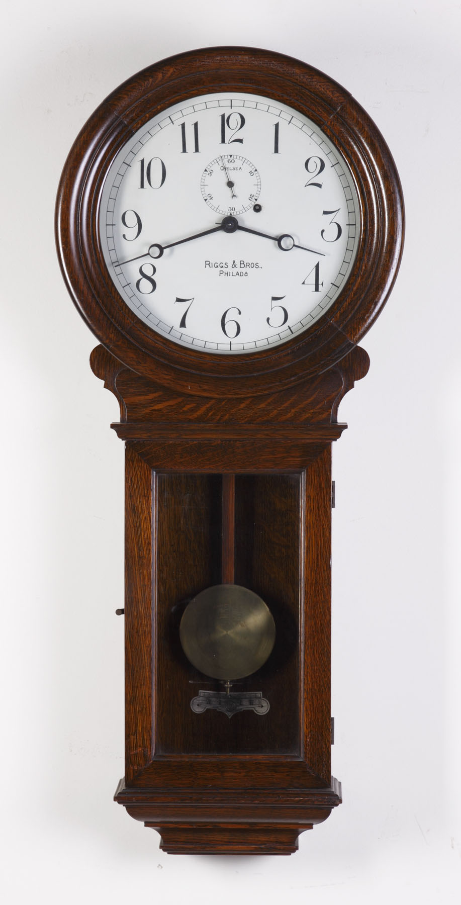 Appraisal: Chelsea Clock Co for Riggs Brothers Wall Regulator Oak case