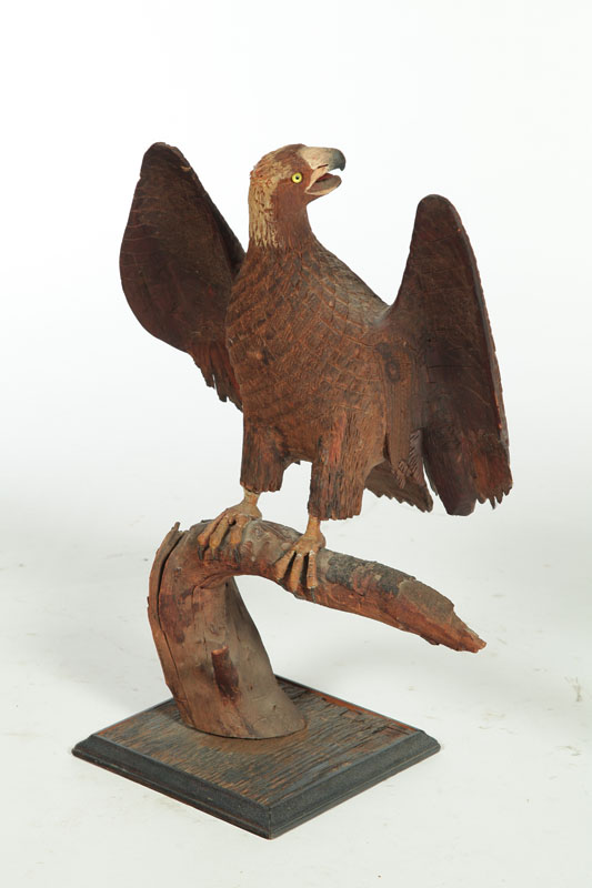 Appraisal: CARVED EAGLE American th century pine Folksy carved spread-wing eagle