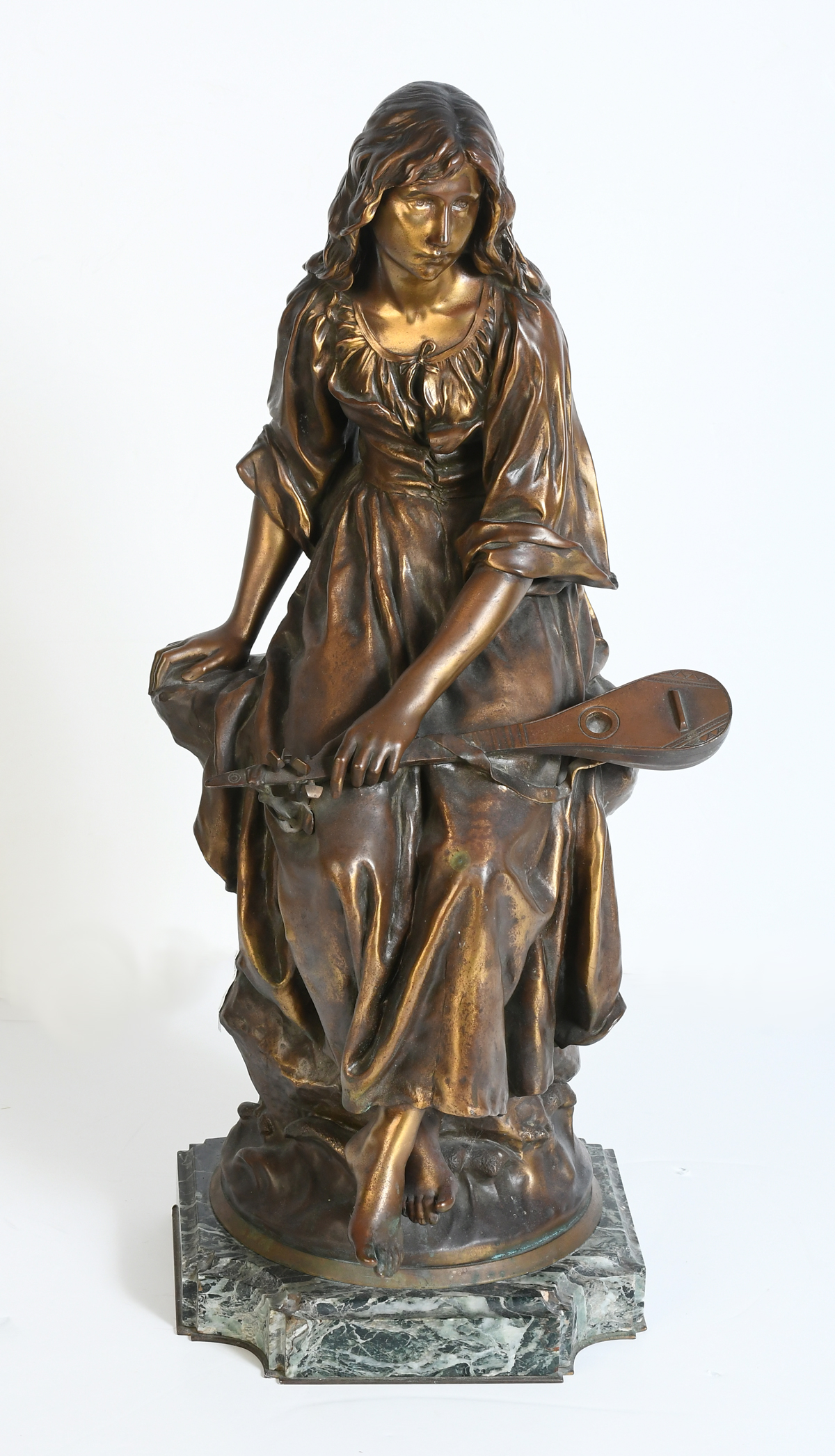 Appraisal: MENGIN Paul Eugene French - Woman with Mandolin Bronze ''