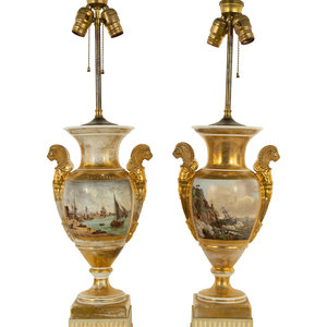 Appraisal: A Pair of Paris Porcelain Vases Mounted as Lamps th