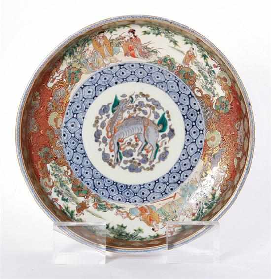 Appraisal: Japanese porcelain charger Meiji period circa deep bowl with upturned