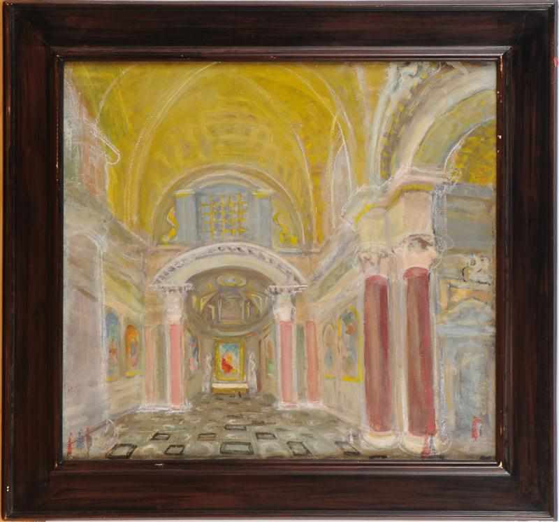 Appraisal: MORGAN RUSSELL AMERICAN - INSIDE A CHURCH Oil on canvas