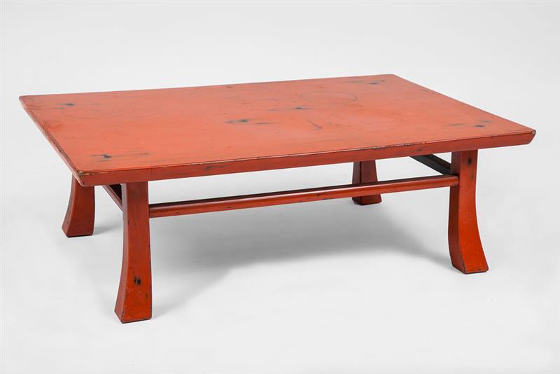 Appraisal: Japanese Red Lacquer Low Table x x in From the