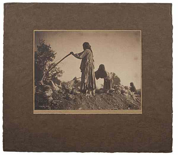 Appraisal: Edward Curtis Signed Platinum Photograph Filling the Pit - Apache