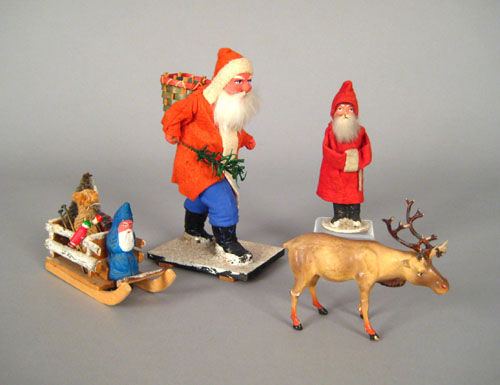 Appraisal: Three paper mache Christmas items early th c to include