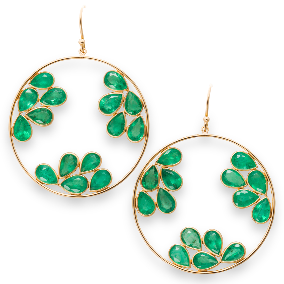 Appraisal: A PAIR OF EMERALD AND EIGHTEEN KARAT GOLD EARRINGS A