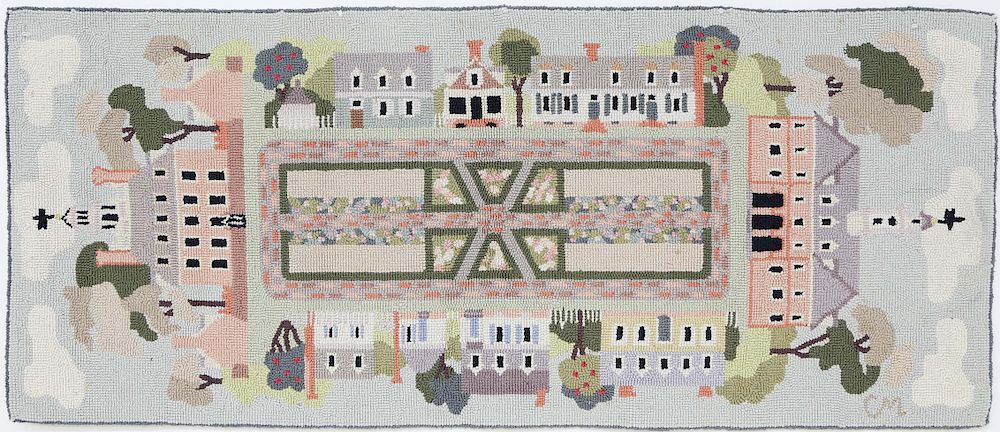 Appraisal: Claire Murray Scenic Colonial Williamsburg Hooked Rug Runner Claire Murray