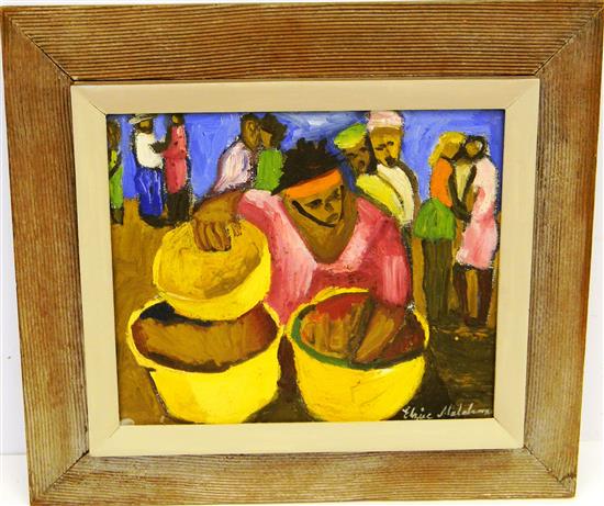 Appraisal: Elzire Malebranche Haitian b oil on canvas Drummer central figure