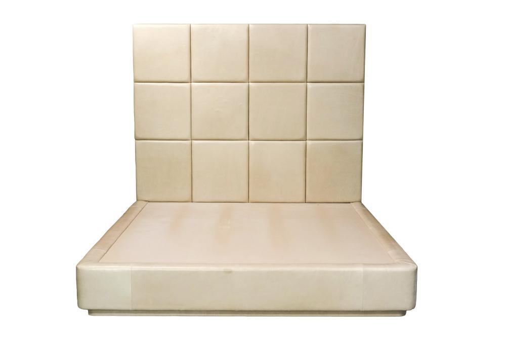 Appraisal: KING-SIZED LEATHER PLATFORM BEDcomprising the platform and headboard the platform