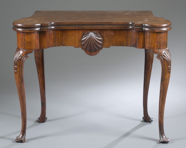 Appraisal: th c English Queen Anne Game Table Walnut Turret top