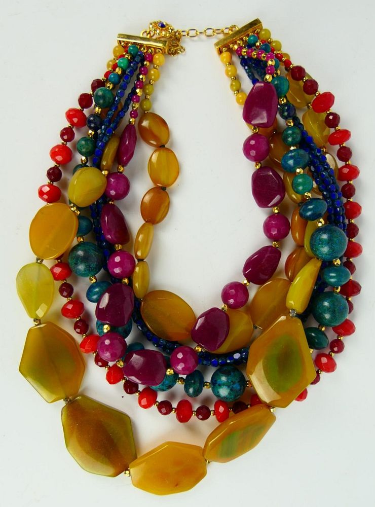 Appraisal: VINTAGE JOSE BARRERA ETHNIC HEAVY NECKLACE About long real semi