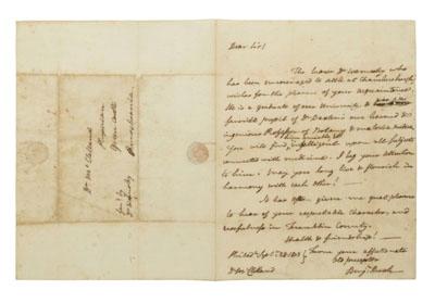 Appraisal: Benjamin Rush autograph letter lines datelined quot Philada Sept quot