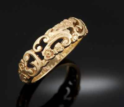 Appraisal: A Ladies' Scroll Design Gold Ring k yellow gold ring