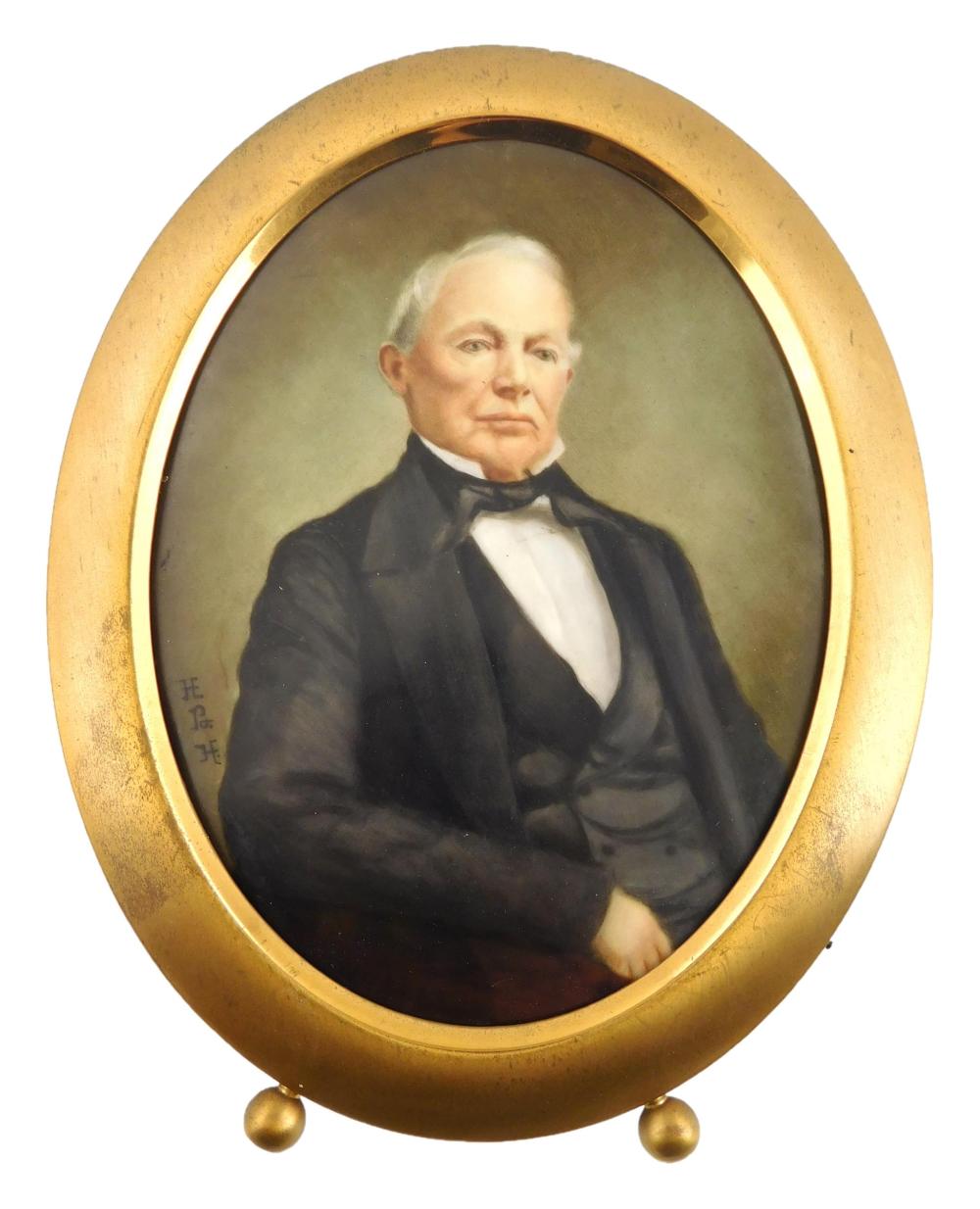 Appraisal: Portrait of gentleman on oval porcelain plaque C 's note