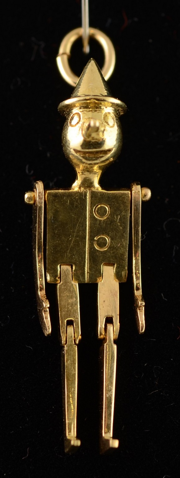 Appraisal: Fully Articulated K Yellow Gold Pinocchio Pendant - dwt