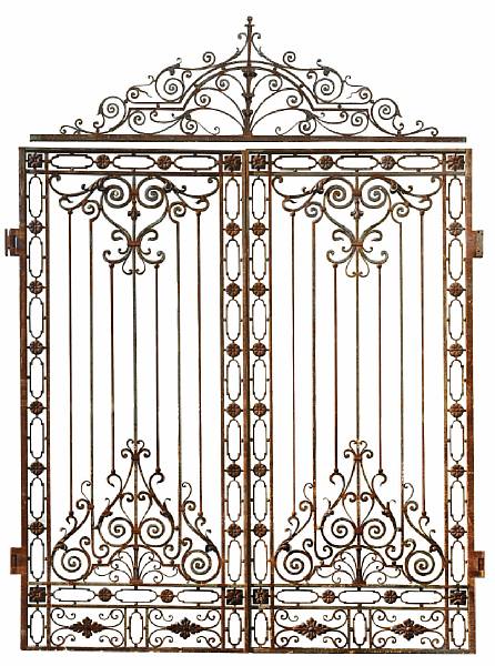 Appraisal: A fine pair of monumental Baroque style iron gates late