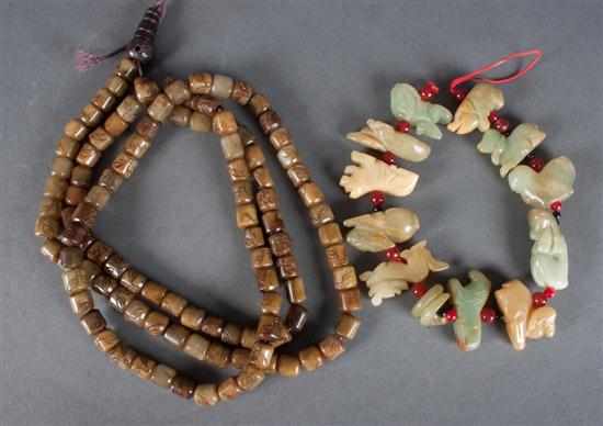 Appraisal: Strand of Chinese carved hardstone prayer beads and similar carved