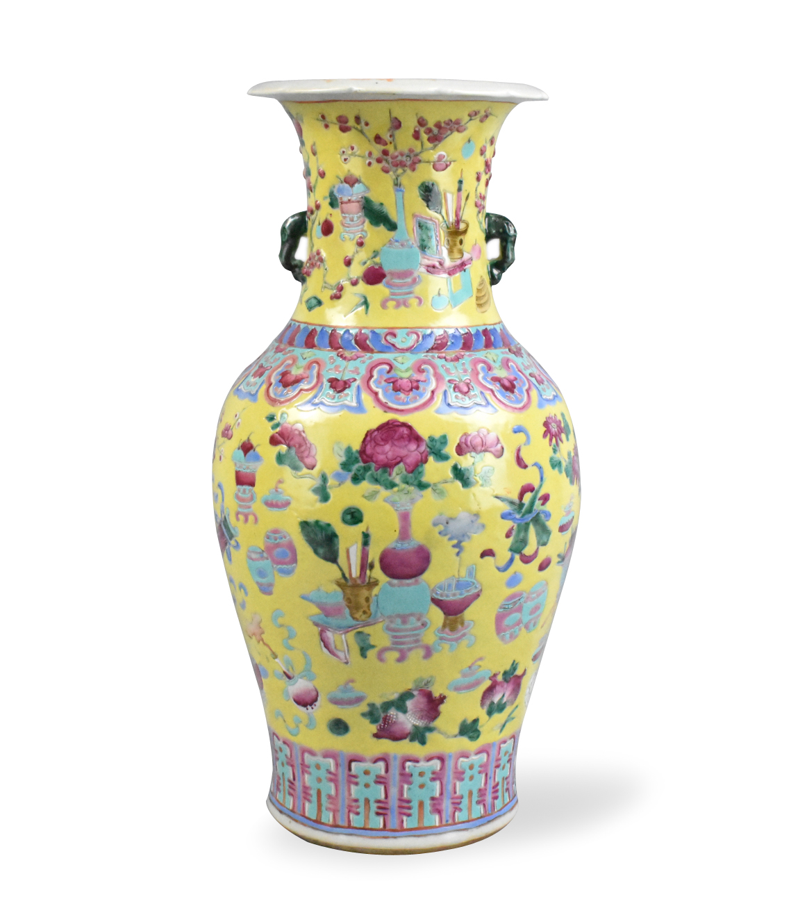 Appraisal: A Chinese yellow and famille rose vase dating from the