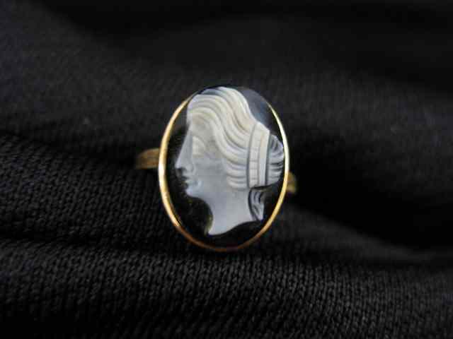 Appraisal: Victorian Hardstone Cameo Ring portrait of a lady in finely